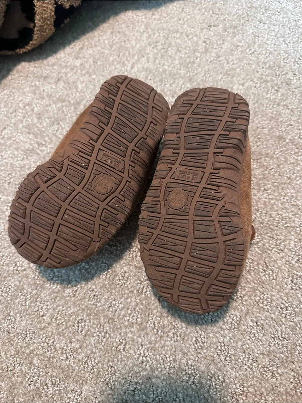 Kids Brown Moccasin Slippers with Faux Fur Lining